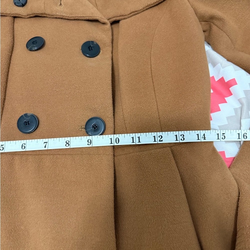 Zara Tan Double-Breasted Pea Coat - Picture 15 of 16